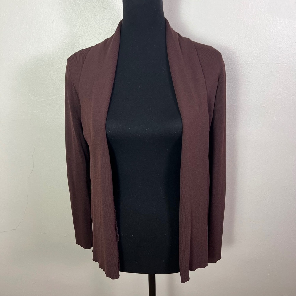 Birch Hill Women's M Burgundy Knit Open Front Long Sleeve Cardigan Sweater